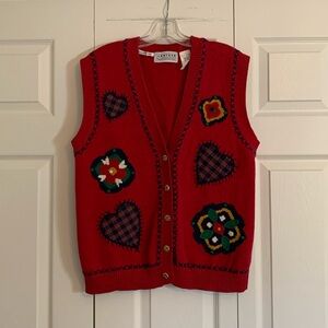 Vintage Jantzen Classics Women’s M Hand Embroidered Holiday Christmas Vest  H1